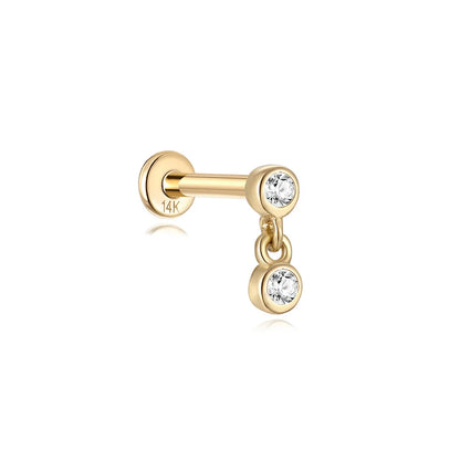 AIDE Single 1piece 14K Solid Gold Jewelry Stud Earring For Women Simple Mini Puncture Earrings Yellow Gold Jewelry Birthday Gift