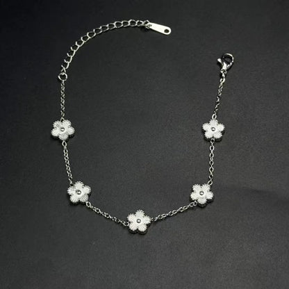 S15 Stainless Steel Five Leaf Flower Luxury Bracelet for Women Gold Color Charm Bracelets Jewellery Clover Fashion Jewelry Gifts