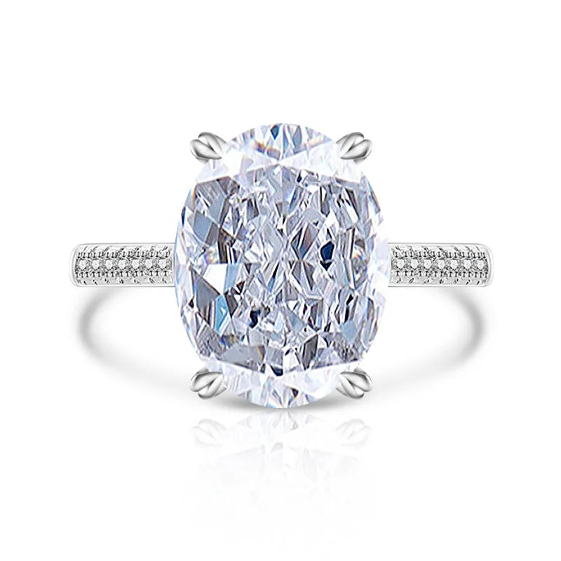 925 Sterling Silver Luxury Atmospheric Sparkle Pigeon Egg Zircon Ladies Ring Rose Gold Jewelry