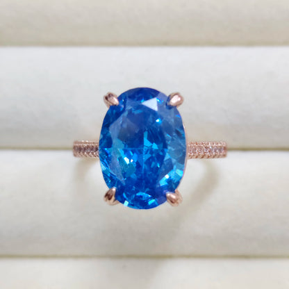 925 Sterling Silver Luxury Atmospheric Sparkle Pigeon Egg Zircon Ladies Ring Rose Gold Jewelry
