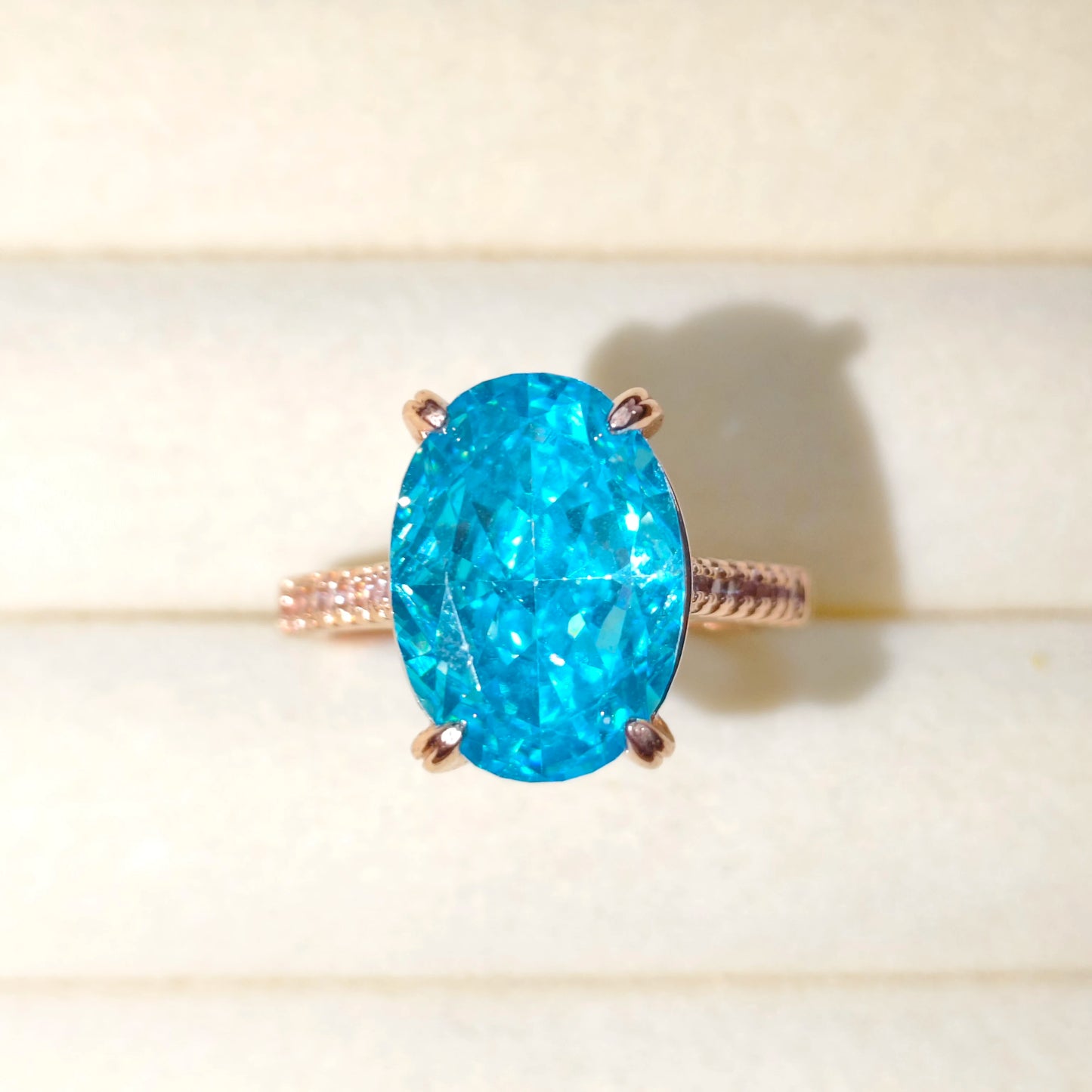 925 Sterling Silver Luxury Atmospheric Sparkle Pigeon Egg Zircon Ladies Ring Rose Gold Jewelry