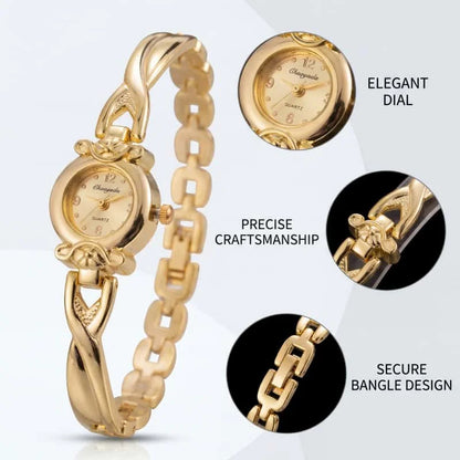 Fashion Thin Gold Watches for Women Exquisite Luxury Ladies Quartz Bracelet Wristwatches Vintage Female Clock Gift Montre Femme