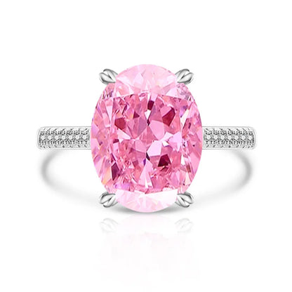 925 Sterling Silver Luxury Atmospheric Sparkle Pigeon Egg Zircon Ladies Ring Rose Gold Jewelry