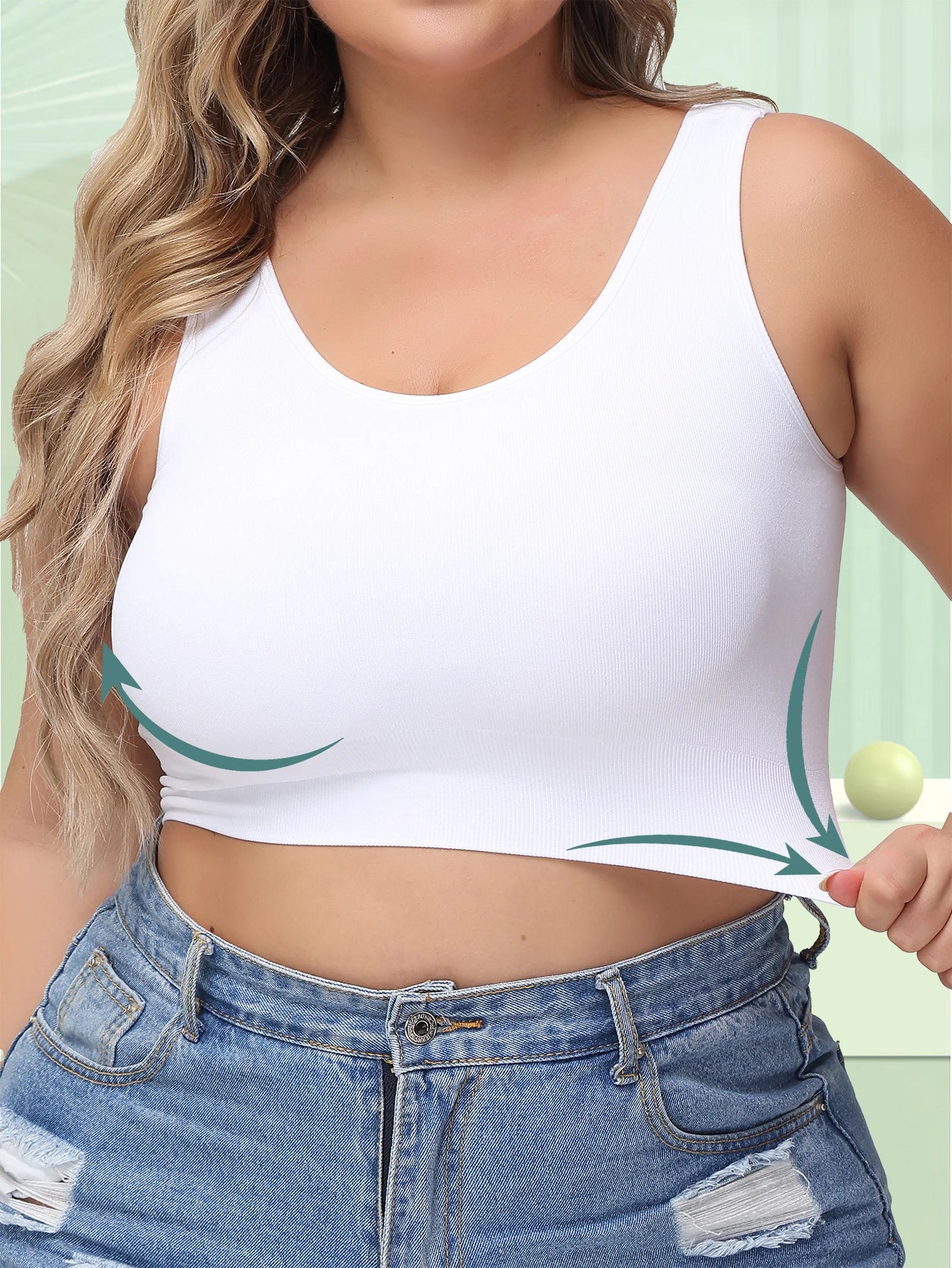 Plus-size women's bra with lift and prevention of sagging, shaping and support for side bust, comfortable without wire support.