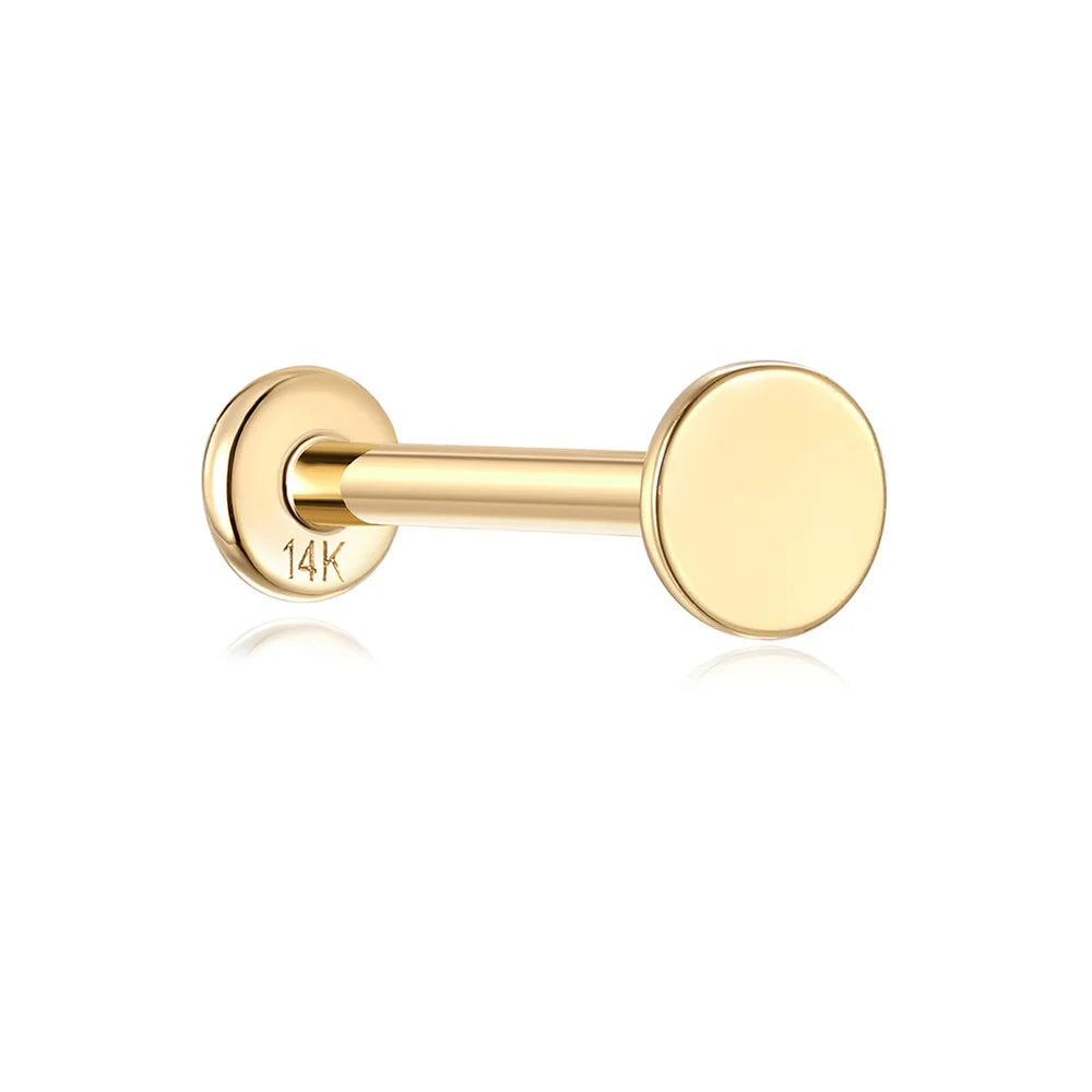 AIDE Single 1piece 14K Solid Gold Jewelry Stud Earring For Women Simple Mini Puncture Earrings Yellow Gold Jewelry Birthday Gift