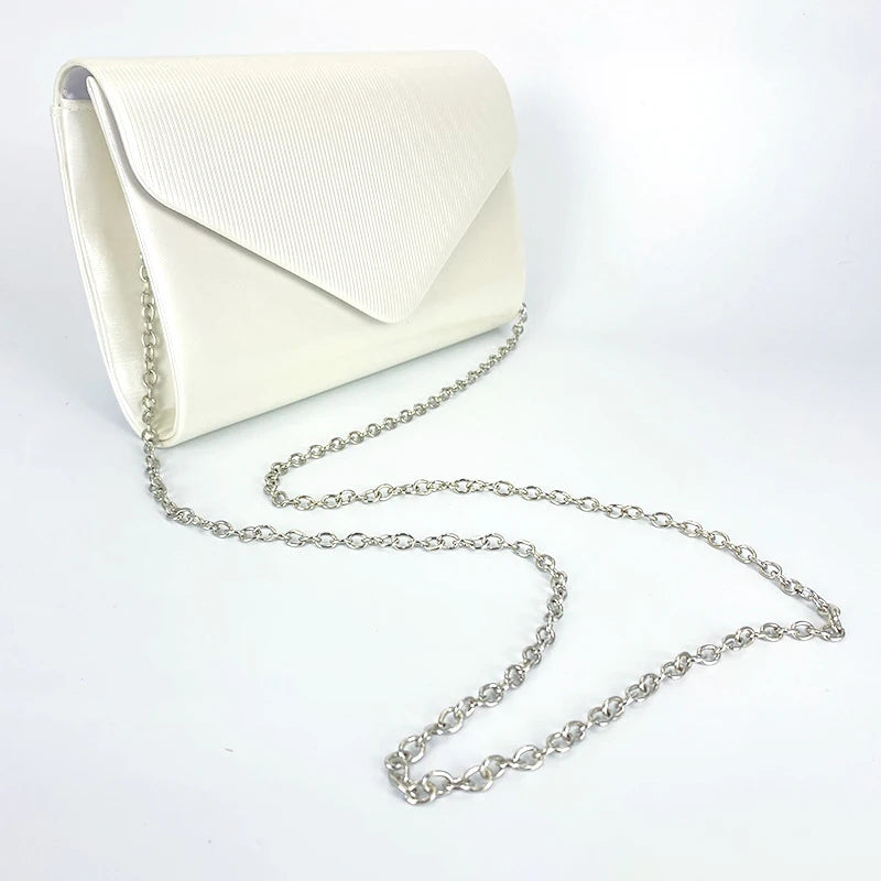 Ladies Mini Shiny Leather Envelope Purse Women Luxury Golden Chain Crossbody Bag Fashion Girls White Cell Phone Purse Wallet