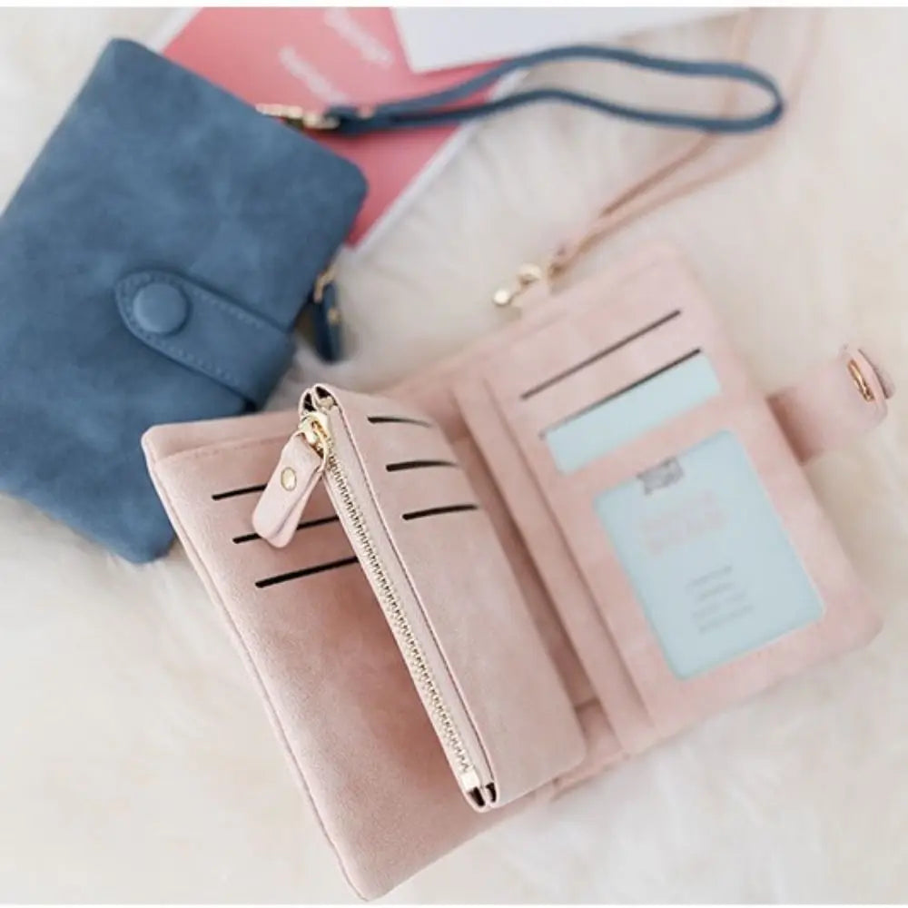 Ladies Pocket Purses Multi-slot Purse Tri-fold Wallet Soft Leather Short Wallet