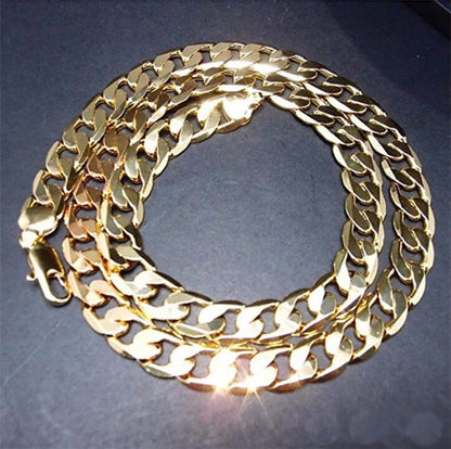 Pure Gold Color Necklace Jewelry, 18K Gold 10mm Heavry Necklace For Men 20'',22'',24'',26'',28'',30"