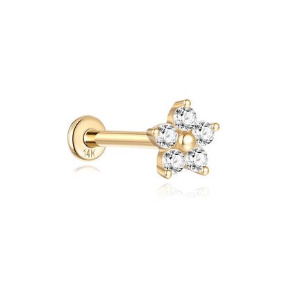 AIDE Single 1piece 14K Solid Gold Jewelry Stud Earring For Women Simple Mini Puncture Earrings Yellow Gold Jewelry Birthday Gift