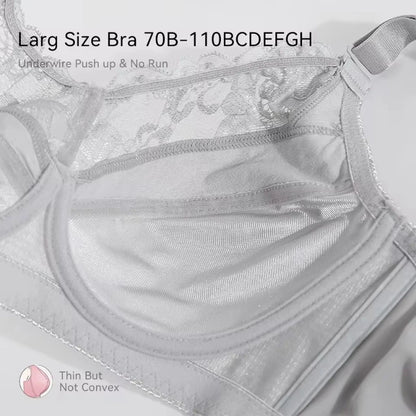 Big Large Size Push Up Bras for Women Plus Size Sexy Transparent Lingerie Full Coverage Underwear Lace Minimizer Bra BH