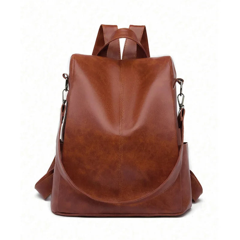 Ladies Bookbag Rucksack Women Large Capacity Backpack Purses High Quality PU Leather Female Vintage School Bags Travel Bagpack
