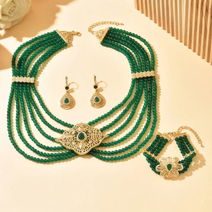 Luxurious Pearl & Gemstone Gold Jewelry Set, Exquisite Wedding Accessory For Ethnic Bridal Looks & Traditional Celebrations