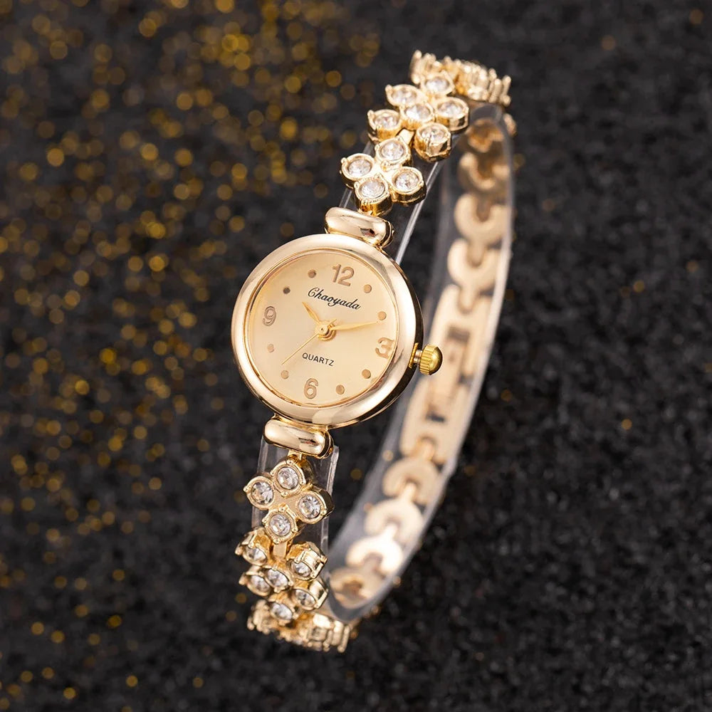 Luxury Women's Wristwatch Fashion Rhinestone Gold Watches for Women Simple Elegant Ladies Quartz Bracelet Watch montre femme