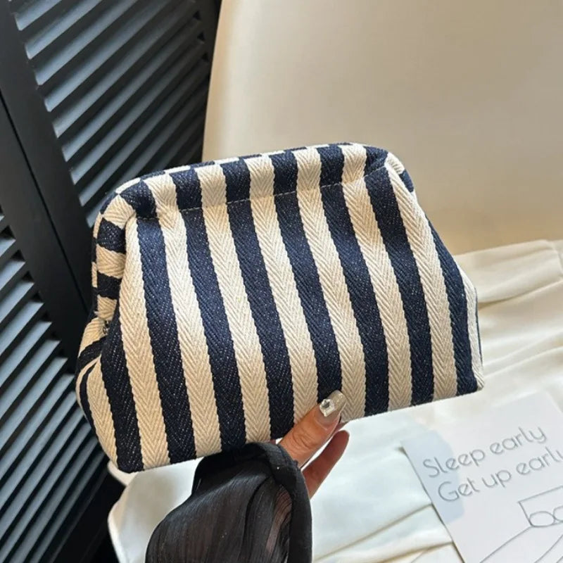 Summer Woven Crochet Purses for Women Beach Clutch Handbags 2025 Dumpling Hobo Casual Colorblock Bag Ladies Ruched Cloud Purse