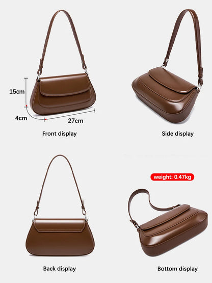 Zency Luxury Handbags Purses For Women Genuine Leather French Style Summer Ladies Shoulder Bag Underarm Crossbody Messenger