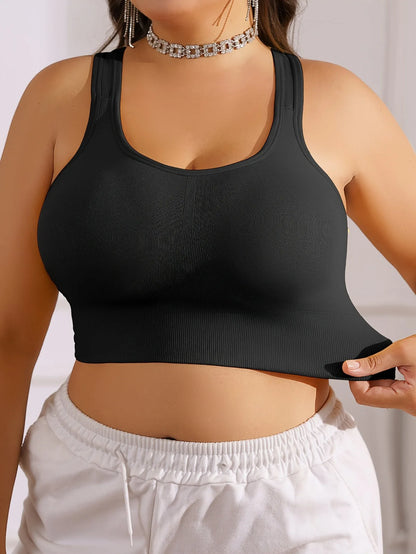Plus Size Women's Sports Bra with Cross Straps And Padding,Push-Up,Comfortable,High-Elasticity,Breathable,Skin-Friendly