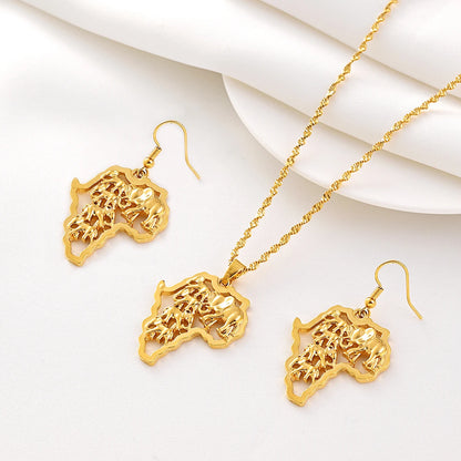 Fashion Gold Color Jewelry for Women Necklace Earrings Set Party Accessories Dubai India Africa Gift