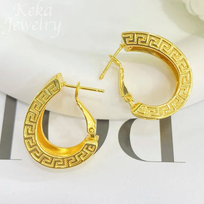 Dubai Golden Jewelry Sets for Women Luxury Italian Bridal Necklace Pendant Earrings Wedding Party Accessories Lady Gifts