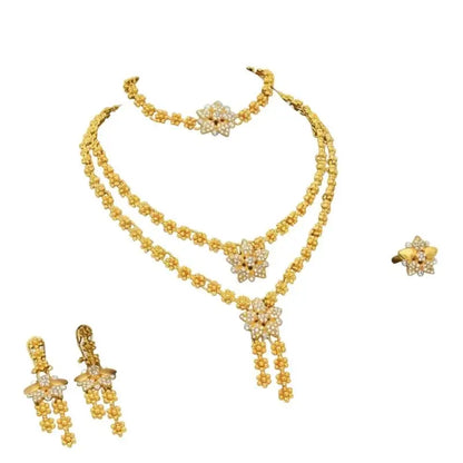 39BB Versatile Gold Color Jewelry Set Necklace and Earrings For Bridesmaids And Formal Wear Bridal Wedding