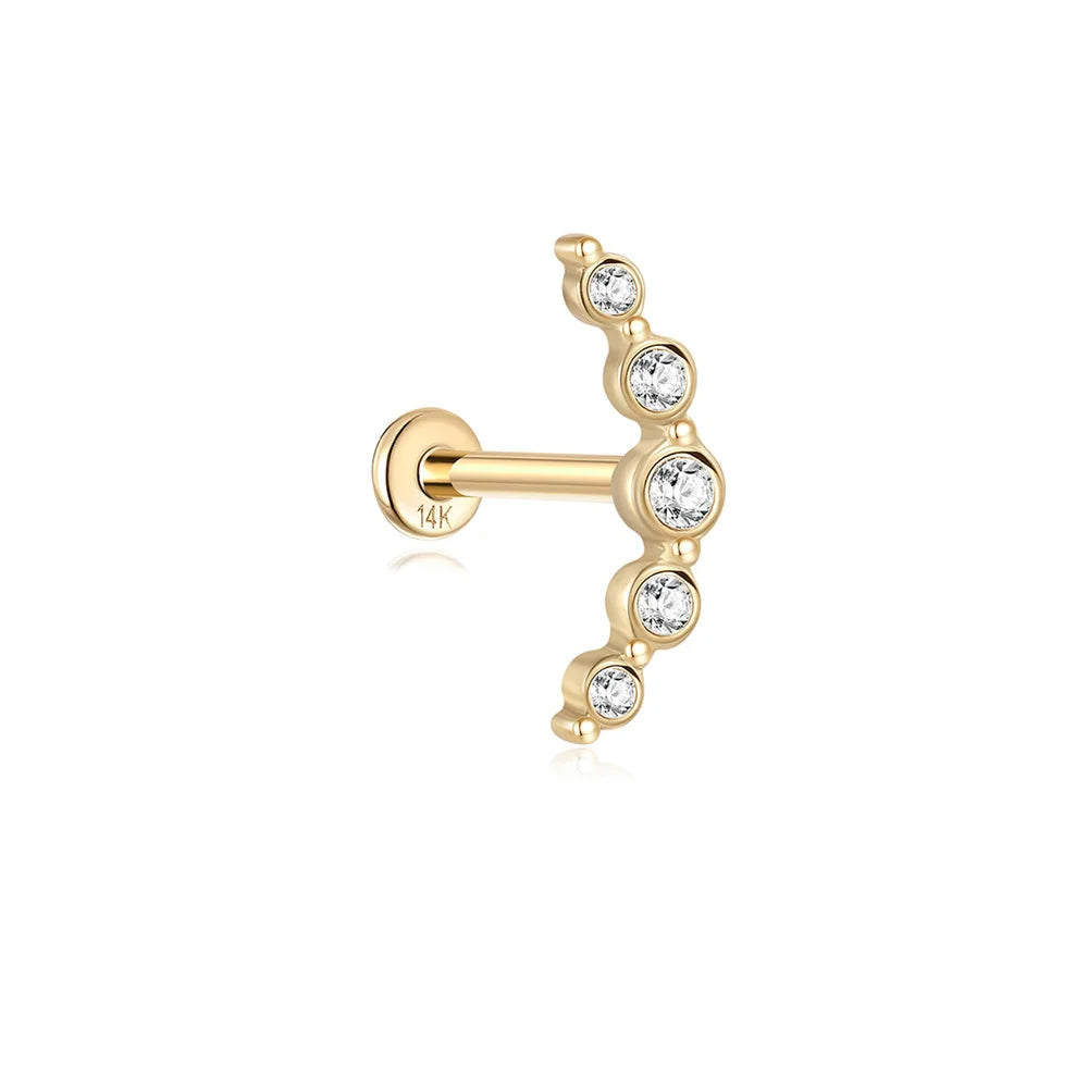 AIDE Single 1piece 14K Solid Gold Jewelry Stud Earring For Women Simple Mini Puncture Earrings Yellow Gold Jewelry Birthday Gift