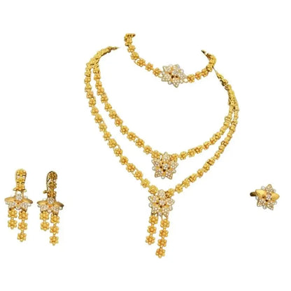 39BB Versatile Gold Color Jewelry Set Necklace and Earrings For Bridesmaids And Formal Wear Bridal Wedding