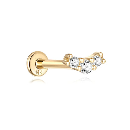 AIDE Single 1piece 14K Solid Gold Jewelry Stud Earring For Women Simple Mini Puncture Earrings Yellow Gold Jewelry Birthday Gift