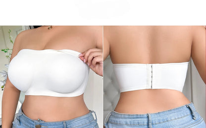 Plus Size Wireless Strapless Bra - No-Slip Bandeau with Support