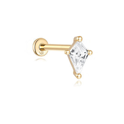 AIDE Single 1piece 14K Solid Gold Jewelry Stud Earring For Women Simple Mini Puncture Earrings Yellow Gold Jewelry Birthday Gift