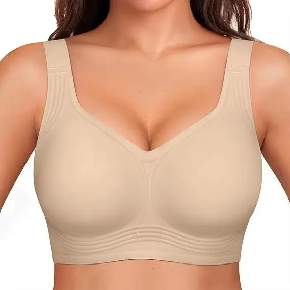 Women's Plus Size Seamless Jelly Soft Support Bra Leopard Print Wire-Free Full Cup Thin Bra Breathable Push Up Bra Large Bust