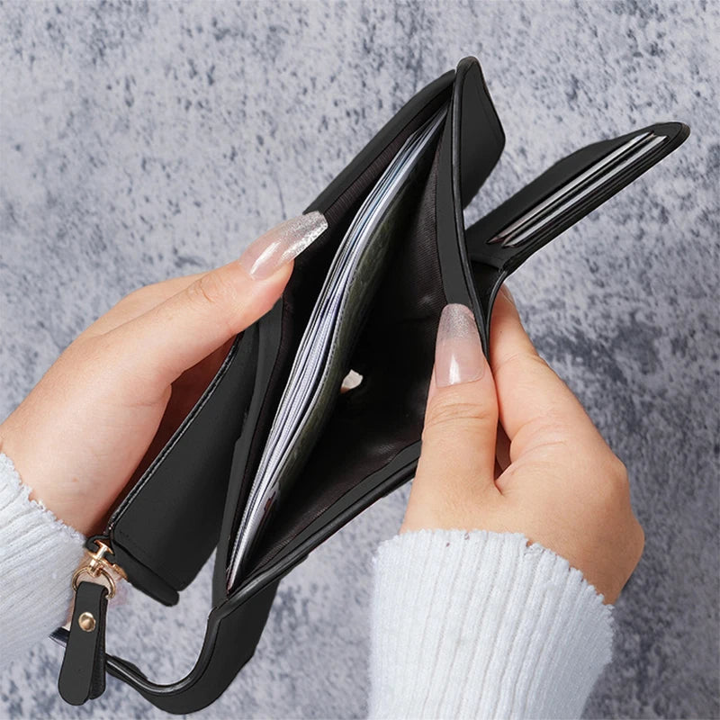 Ladies Zip Purse Women Wallet Frosted Leather Vintage Female Clutch Bag Credit Card Holder Phone Bag Money Clip