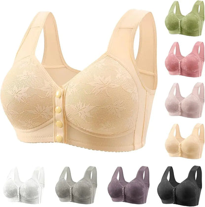 Plus Size Sports Bra Comfortable Wireless Bra with Thin Cotton Cup Breathable Supportive and Shaping Floral Print Lightly Padded