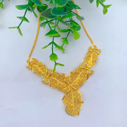 Indian 24K Gold Plated Jewelry Set For Women Nigeria Dubai African Bridal Necklace Earrings Wedding Party Gift Jewellery