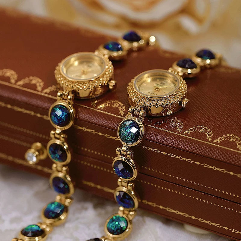 Gold Women Bracelet Watches Luxury Brand Dress Quartz Small Dial Ladies Wrist Watches Rhinestone Rose Gold Watches For Women