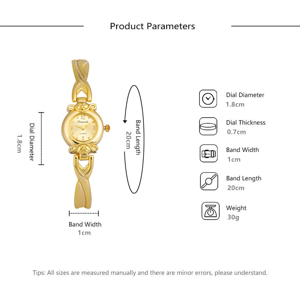 Fashion Thin Gold Watches for Women Exquisite Luxury Ladies Quartz Bracelet Wristwatches Vintage Female Clock Gift Montre Femme