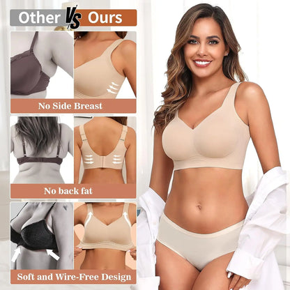 Plus Size  Push Up Jelly Bra Seamless No Underwire Bras Full Coverage Brassiere Hide Back Fat Tshirt Bras Comfort Daily Bralette