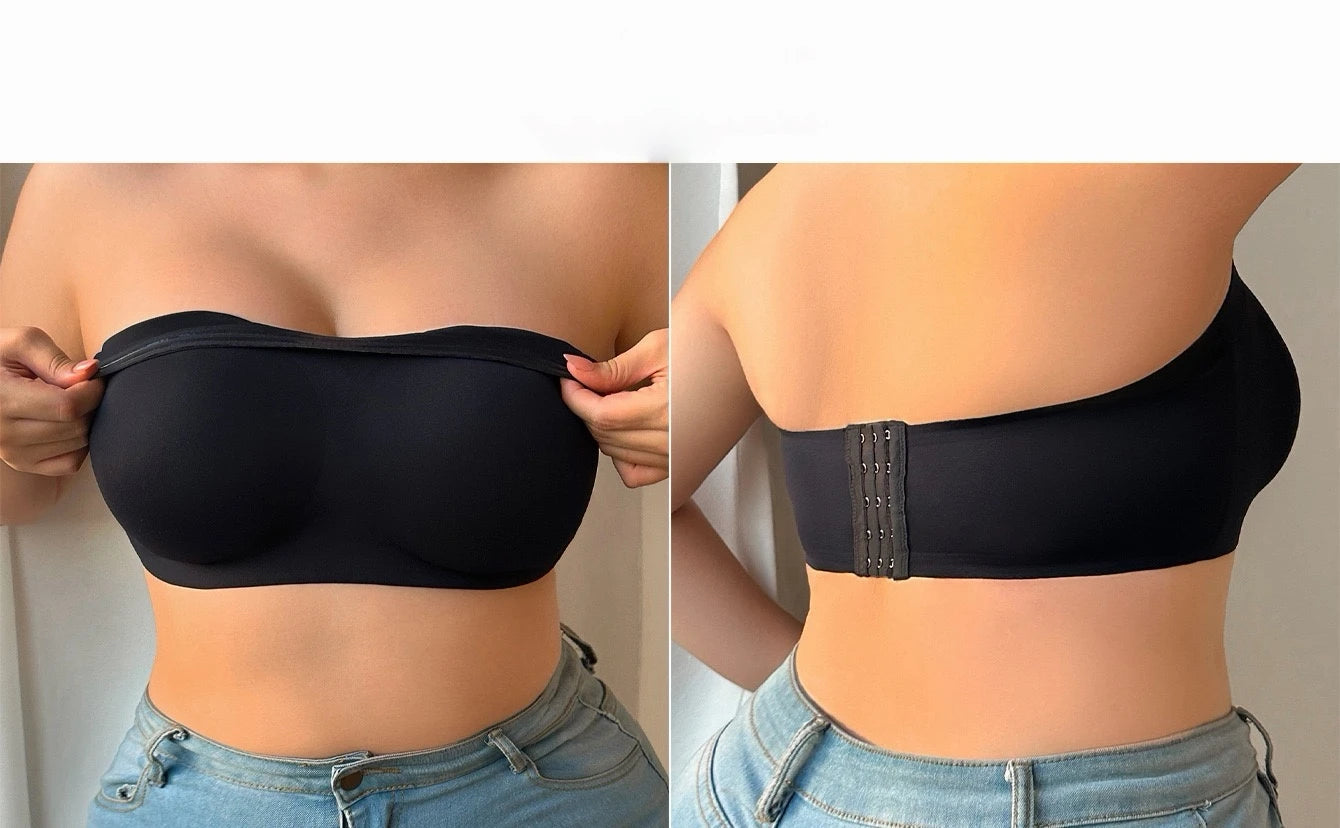Plus Size Wireless Strapless Bra - No-Slip Bandeau with Support