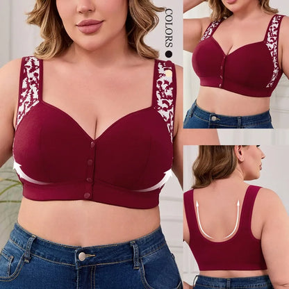 Women Soft Comfortable Ultra-thin Breathable Plus Size Bra Fashionable Front Opening Comfortable No Steel Ring Vest Style Bra