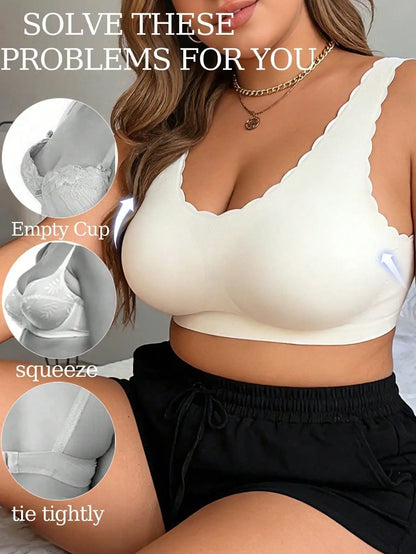 Plus Size Wireless Bra For Women Seamless Workout Tops Push Up Bra Sexy Soft Comfortable Breathable Wirefree Large Size Bra