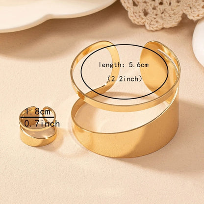 Elegant Gold Jewelry Set Unique Women's Gold Jewelry Set with Hollow Circular Rings and Bangles for Gatherings P9YF