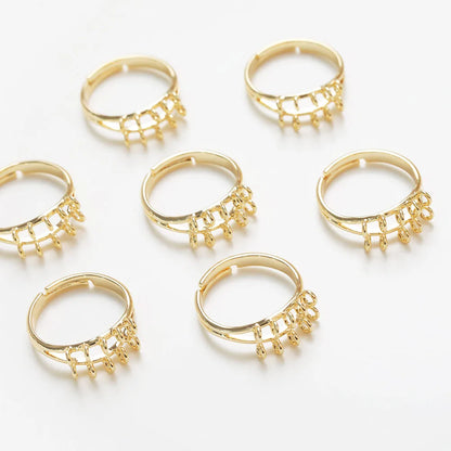 14k Gold Plated Ring Settings Jewelry Making Supplies DIY Hand Made Findings Brass Accessories
