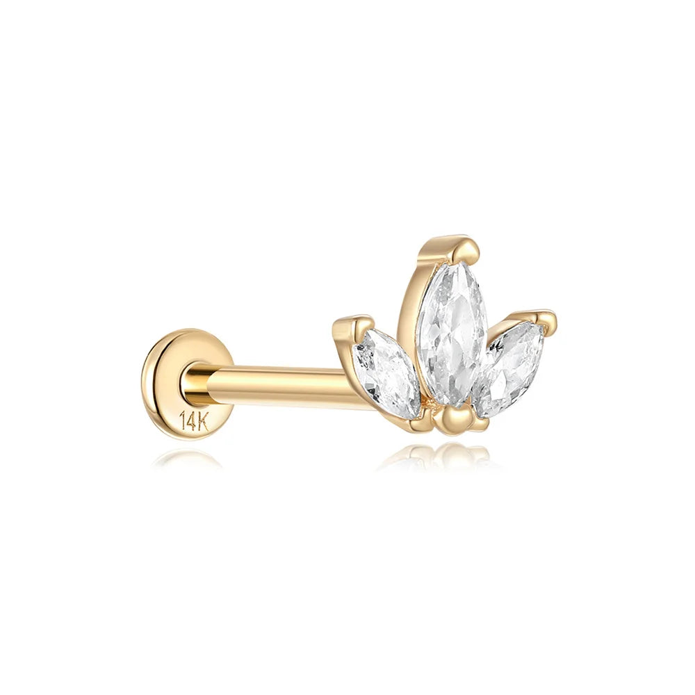 AIDE Single 1piece 14K Solid Gold Jewelry Stud Earring For Women Simple Mini Puncture Earrings Yellow Gold Jewelry Birthday Gift