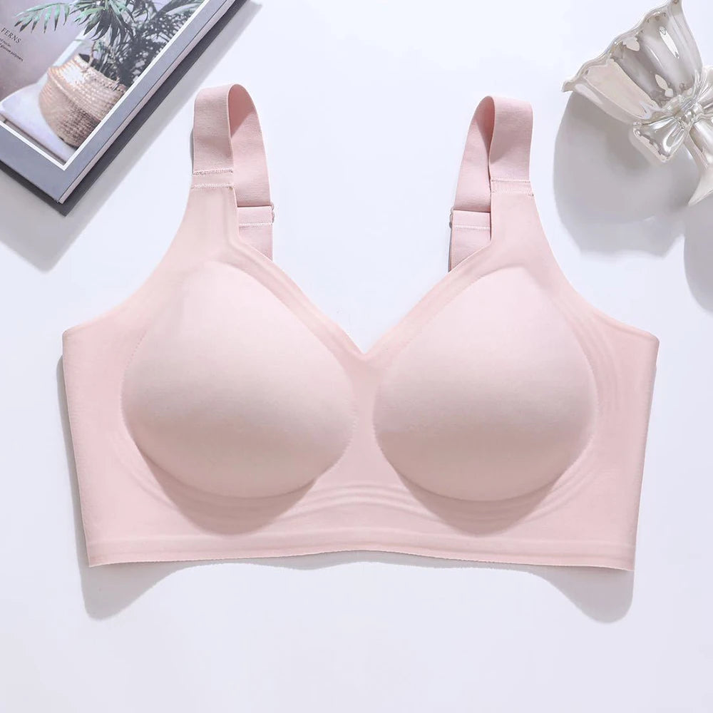 Plus Size  Push Up Jelly Bra Seamless No Underwire Bras Full Coverage Brassiere Hide Back Fat Tshirt Bras Comfort Daily Bralette