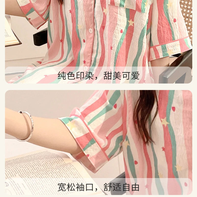 Plus Size Bra Free Nightgown Summer Cloud Cotton Short-sleeved Maternity Home Dress Loose Postpartum Breastfeeding Loungewear