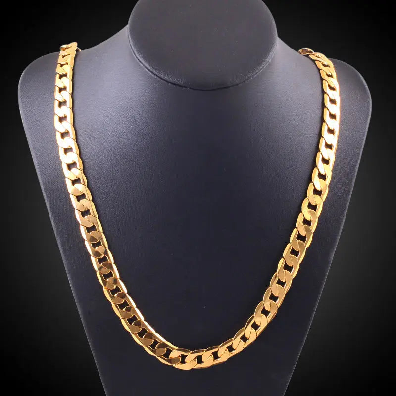 Pure Gold Color Necklace Jewelry, 18K Gold 10mm Heavry Necklace For Men 20'',22'',24'',26'',28'',30"