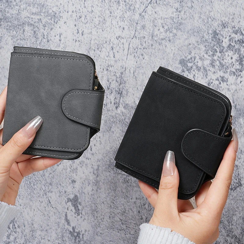 Ladies Zip Purse Women Wallet Frosted Leather Vintage Female Clutch Bag Credit Card Holder Phone Bag Money Clip