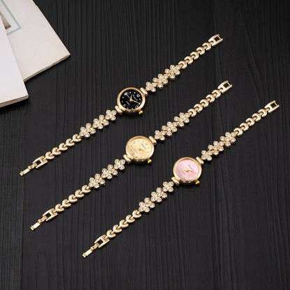Luxury Women's Wristwatch Fashion Rhinestone Gold Watches for Women Simple Elegant Ladies Quartz Bracelet Watch montre femme