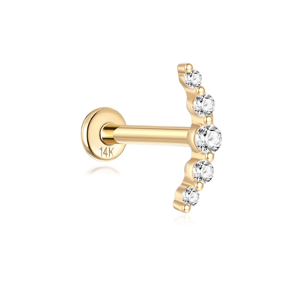 AIDE Single 1piece 14K Solid Gold Jewelry Stud Earring For Women Simple Mini Puncture Earrings Yellow Gold Jewelry Birthday Gift