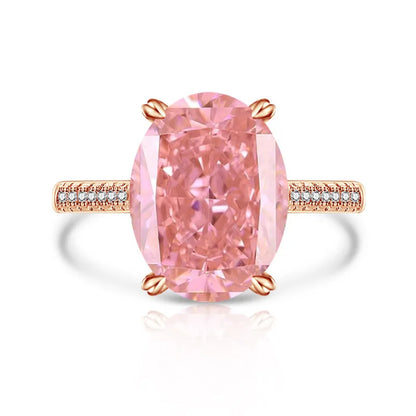 925 Sterling Silver Luxury Atmospheric Sparkle Pigeon Egg Zircon Ladies Ring Rose Gold Jewelry