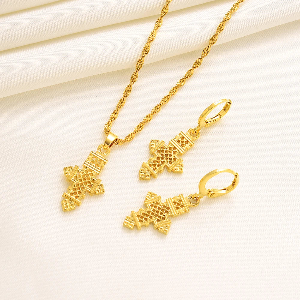 Fashion Gold Color Jewelry for Women Necklace Earrings Set Party Accessories Dubai India Africa Gift