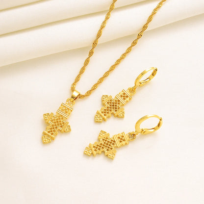 Fashion Gold Color Jewelry for Women Necklace Earrings Set Party Accessories Dubai India Africa Gift